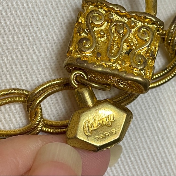 Vintage 70s Balenciaga Cialenga Paris Gold Double Chain Charm Belt 🇫🇷 - Picture 7 of 9